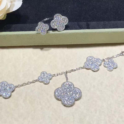 [Camiery]CLOVER 6 MOTIFS SILVER DIAMOND BRACELET