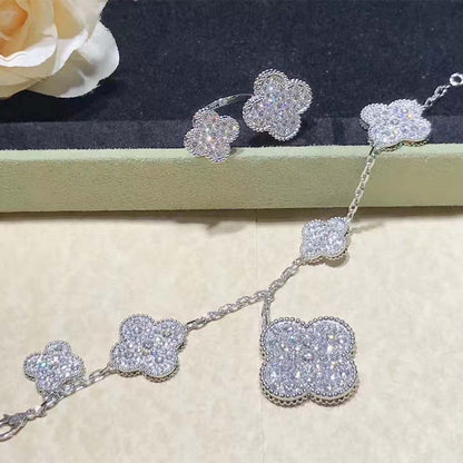 [Camiery]CLOVER 6 MOTIFS SILVER DIAMOND BRACELET