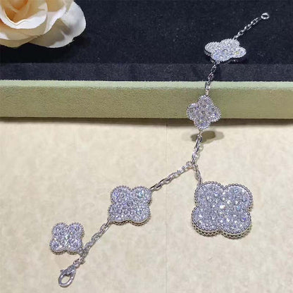 [Camiery]CLOVER 6 MOTIFS SILVER DIAMOND BRACELET