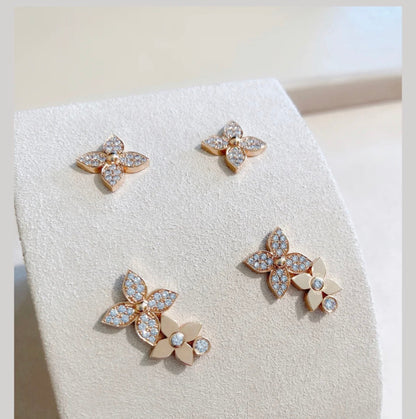 [Camiery]STAR BLOSSOM STUD EARRINGS PINK GOLD DIAMONDS