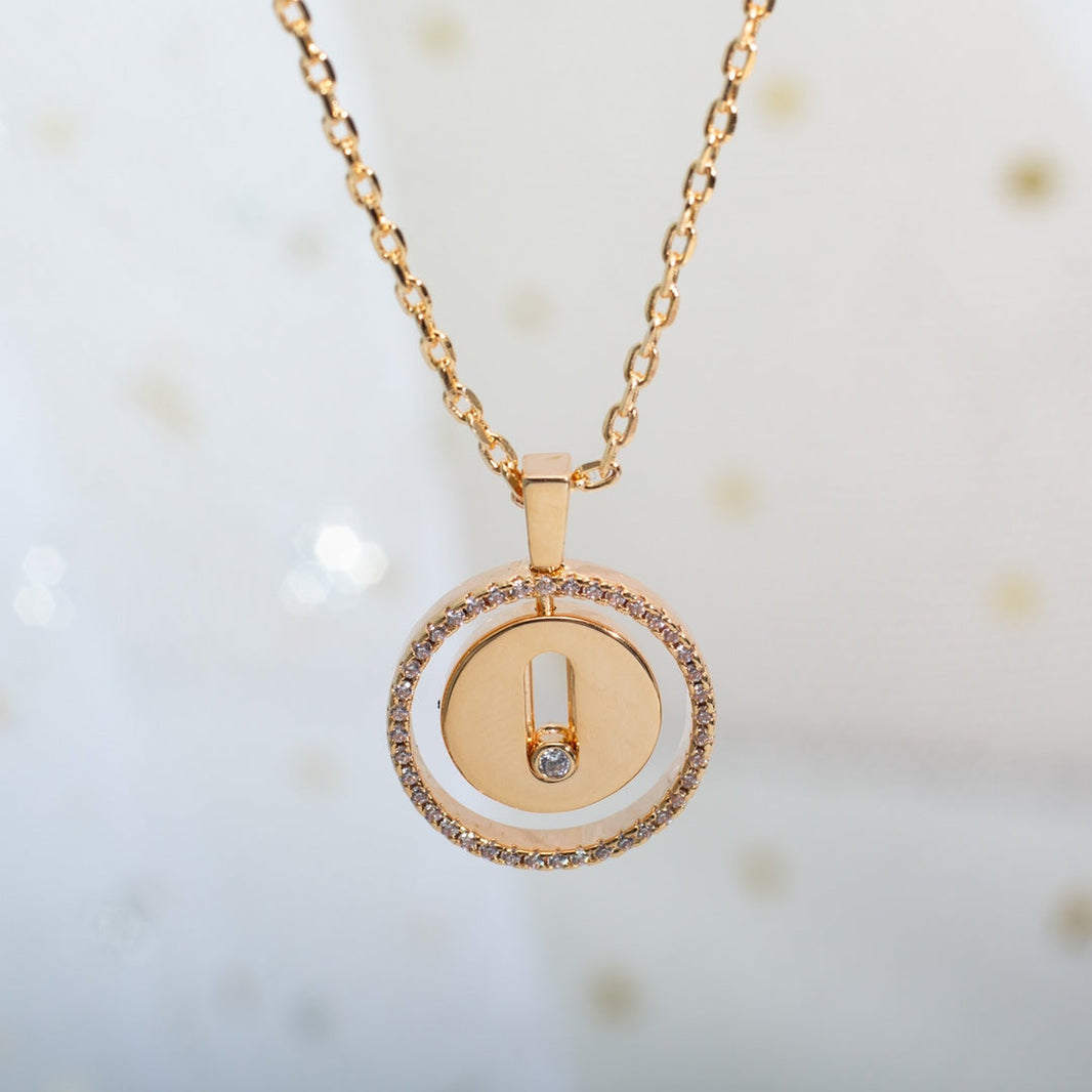 [Camiery]LUCKY MOVE PM NECKLACE PINK GOLD DIAMOND