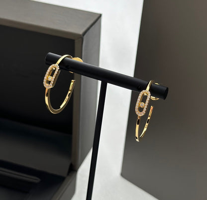[Camiery]CREOLES MOVE UNO PM DIAMOND EARRINGS