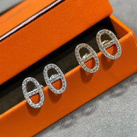 [Camiery]HM FULL DIAMOND PIG NOSE STUD EARRINGS