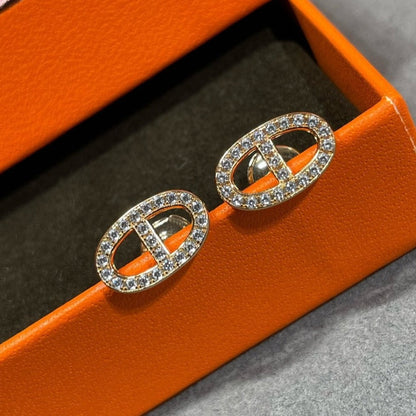 [Camiery]HM FULL DIAMOND PIG NOSE STUD EARRINGS