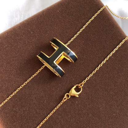 [Camiery]HM CLIC BLACK ENAMEL GOLD NECKLACE