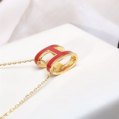 [Camiery]HM CLIC RED ENAMEL GOLD NECKLACE
