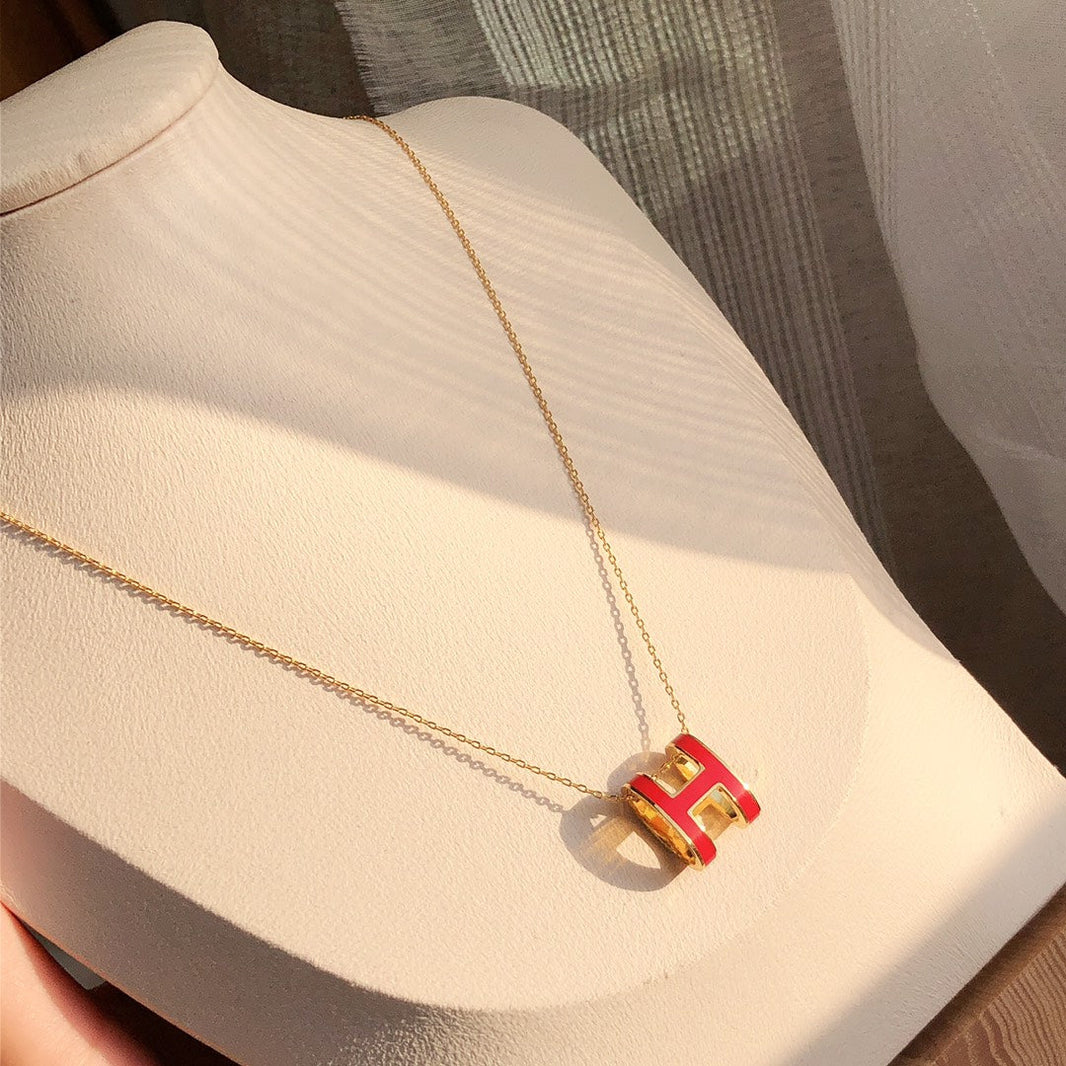 [Camiery]HM CLIC RED ENAMEL GOLD NECKLACE