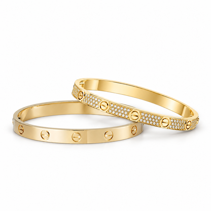 [Camiery] LOVE  Classic & Diamond-Paved Bracelet Stack Set