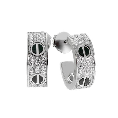 [Camiery] LOVE CERAMIC DIAMOND PAVED SILVER EARRINGS