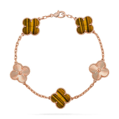 [Camiery] CLOVER 5 MOTIFS TIGER EYE BRACELET COLLECTION