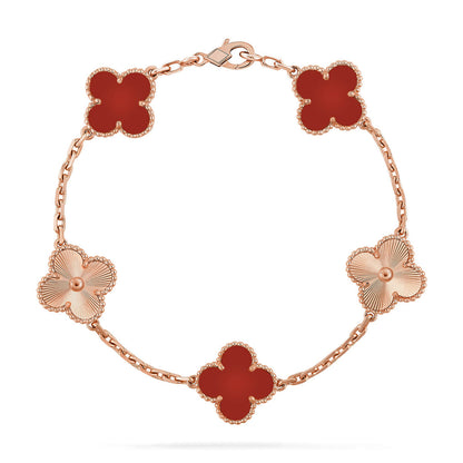 [Camiery] CLOVER 5 MOTIF RED CORNELIAN BRACELET COLLECTION