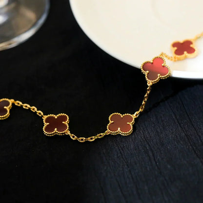 [Camiery] CLOVER 5 MOTIF RED CORNELIAN BRACELET COLLECTION