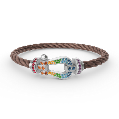 [Camiery]FORC LARGE HORSESHOE  COLORED DIAMOND BRACELET SILVER