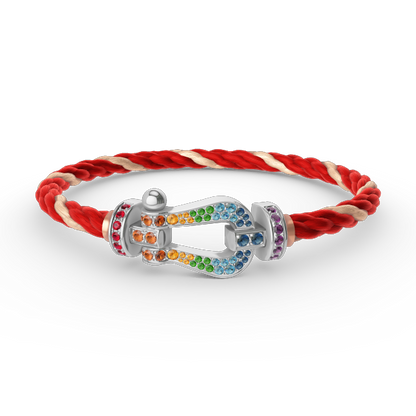 [Camiery]FORC LARGE HORSESHOE  COLORED DIAMOND BRACELET SILVER