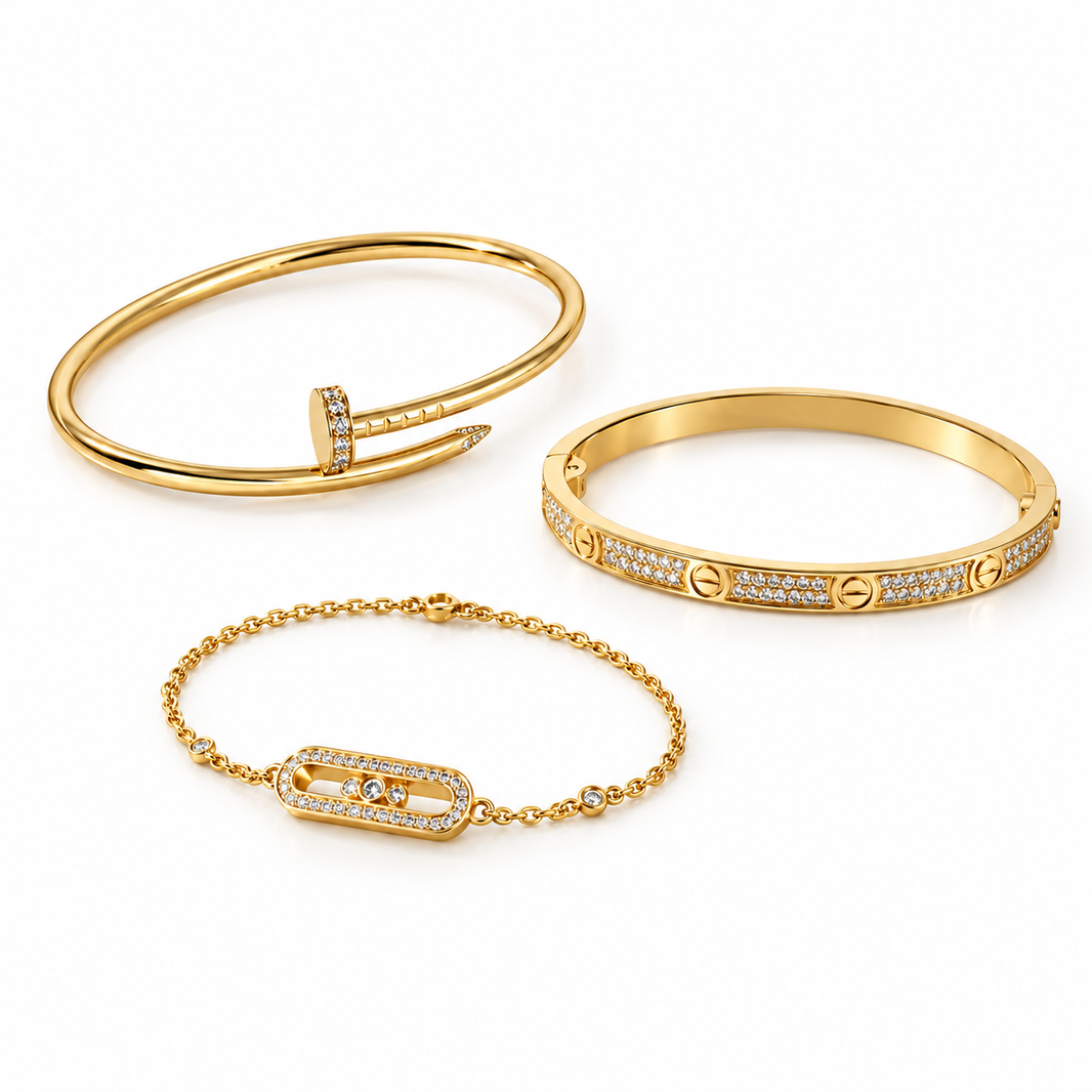 [Camiery] LOVE & JUSTE Baby Move Diamond Bracelet Stack Set