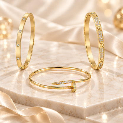 [Camiery] JUSTE Diamond & LOVE Diamond Bracelet Stack Set