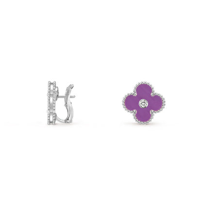 [Camiery]CLOVER SILVER 15MM MOP DIAMOND EARRINGS COLLECTION