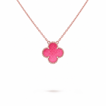[Camiery] NEW CLOVER 15MM PINK ENAMEL NECKLACE
