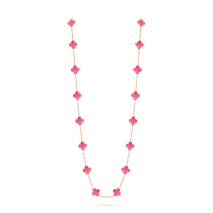 [Camiery] NEW CLOVER 20 MOTIFS PINK ENAMEL NECKLACE