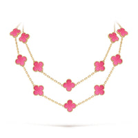 [Camiery]Clover Pink Enamel Necklace & Earring Jewelry Set