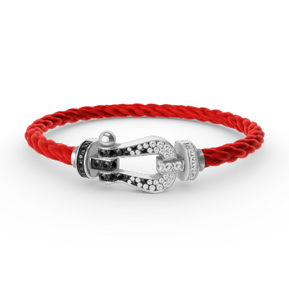 [Camiery]FORCE LARGE HORSESHOE BLACK WHITE DIAMOND BRACELET SILVER