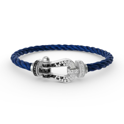 [Camiery]Pave Gemstone Love &Force Large Horseshoe Diamond Duo Bracelet Stack Set