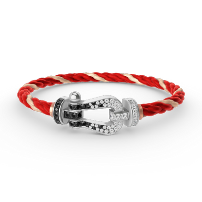 [Camiery]FORCE LARGE HORSESHOE BLACK WHITE DIAMOND BRACELET SILVER