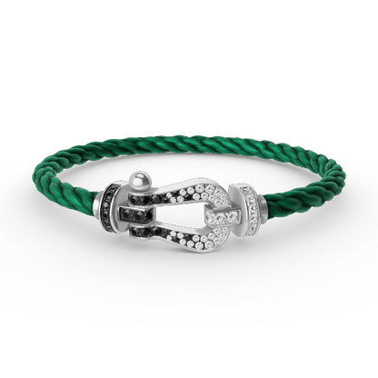 [Camiery]FORCE LARGE HORSESHOE BLACK WHITE DIAMOND BRACELET SILVER