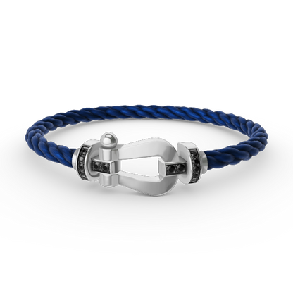 [Camiery]FORCE LARGE HORSESHOE BLACK DIAMOND BRACELET SILVER