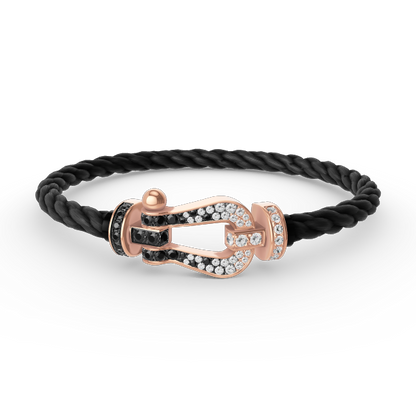 [Camiery]FORCE LARGE HORSESHOE BLACK WHITE DIAMOND BRACELET ROSE GOLD