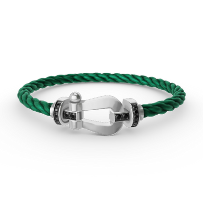 [Camiery]FORCE LARGE HORSESHOE BLACK DIAMOND BRACELET SILVER