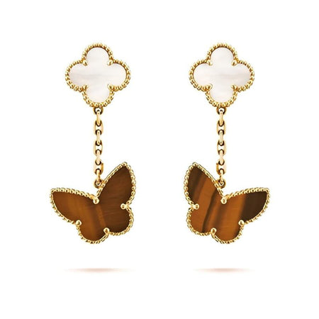 [Camiery]BUTTERFLY 2 MOTIF TIGER EYE MOP EARRINGS