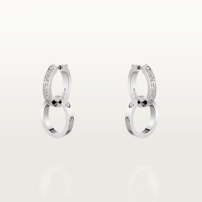 [Camiery] LOVE 3.3MM DANGLE HALF DIAMOND EARRINGS