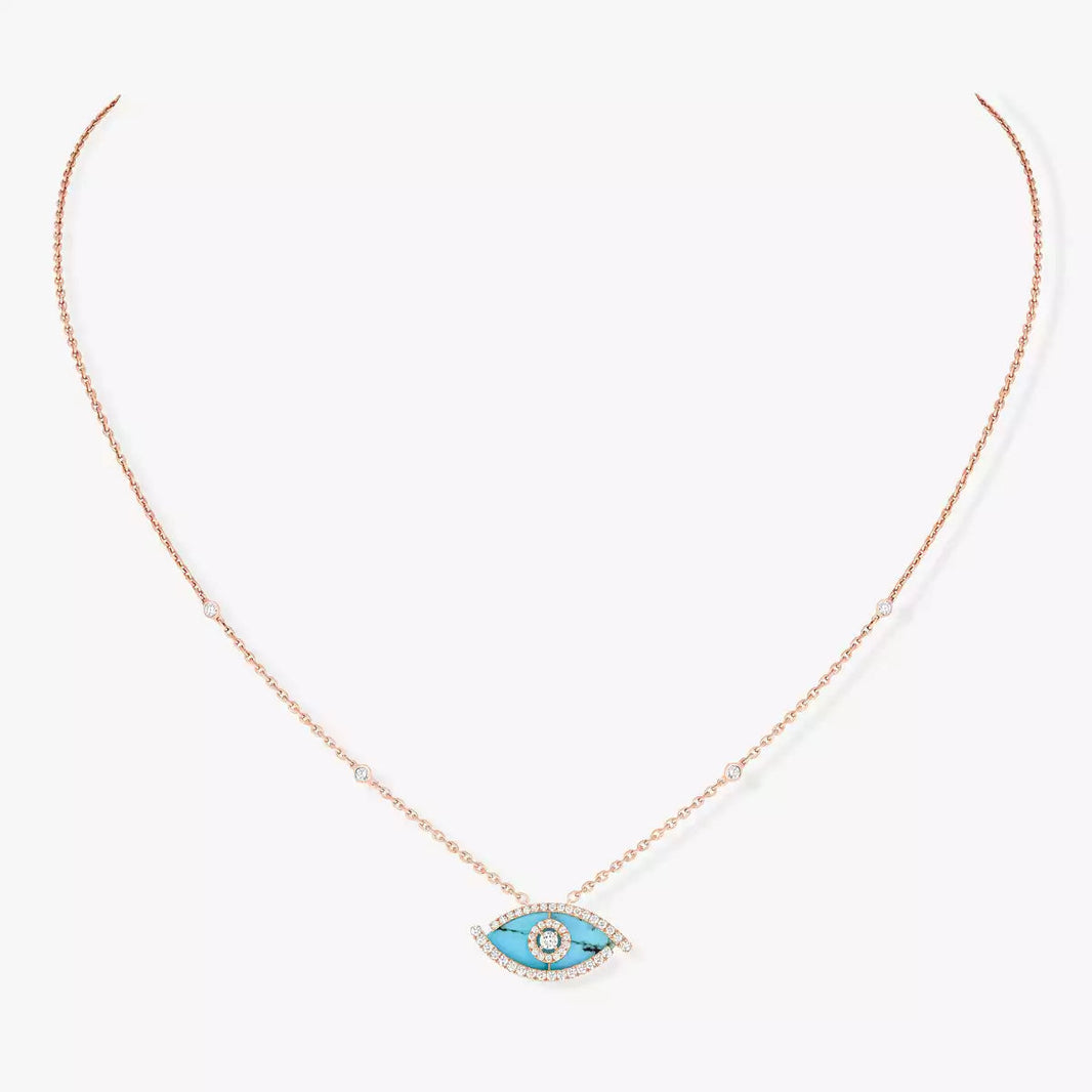 [Camiery]Lucky Eye Diamond Necklace in Rose Gold and Turquoise