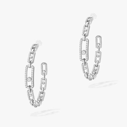 [[Camiery]Move Link Diamond Hoop Earrings