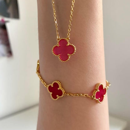 [Camiery] NEW CLOVER 15MM PINK ENAMEL NECKLACE