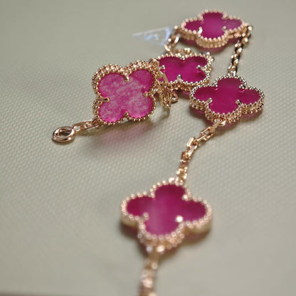 [Camiery]NEW CLOVER 5 MOTIFS PINK ENAMEL BRACELET