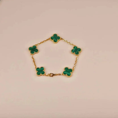 [Camiery] CLOVER 5 MOTIF MALACHITE BRACELET COLLECTION