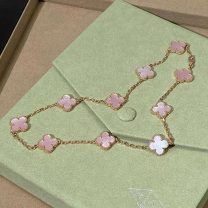 [Camiery]CLOVER 10 MOTIFS PINK MOP NECKLACE