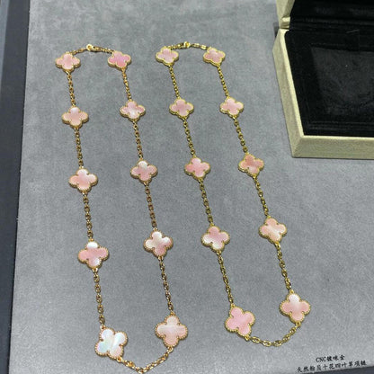 [Camiery]CLOVER 10 MOTIFS PINK MOP NECKLACE