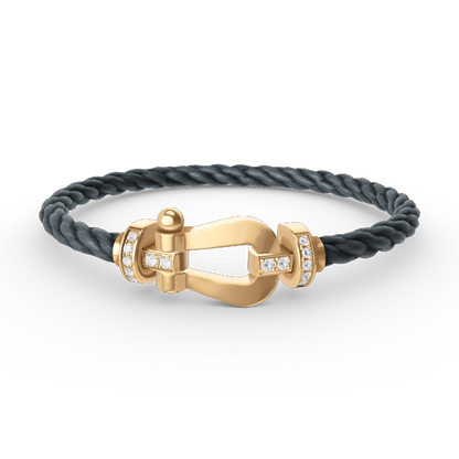 [Camiery]FORCE LARGE HORSESHOE HALF DIAMOND BRACELET GOLD