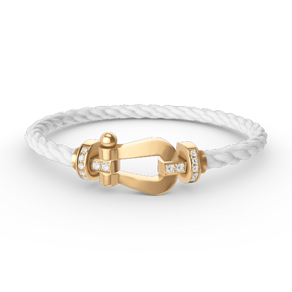 [Camiery]FORCE LARGE HORSESHOE HALF DIAMOND BRACELET GOLD