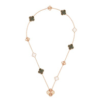 [Camiery]DETACHABLE CLOVER 15(11+4) FLOWER ROSE GOLD NECKLACE SET