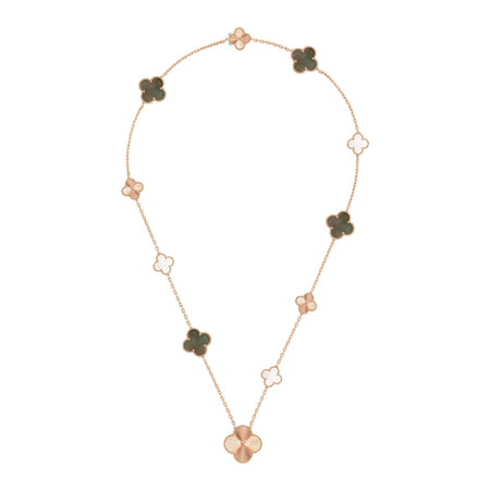 [Camiery]DETACHABLE CLOVER 15(11+4) FLOWER ROSE GOLD NECKLACE SET