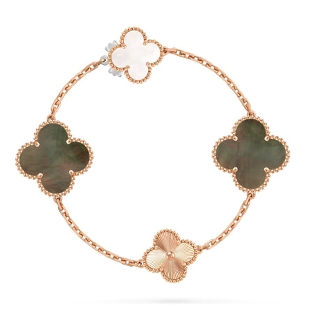 [Camiery]DETACHABLE CLOVER 15(11+4) FLOWER ROSE GOLD NECKLACE SET