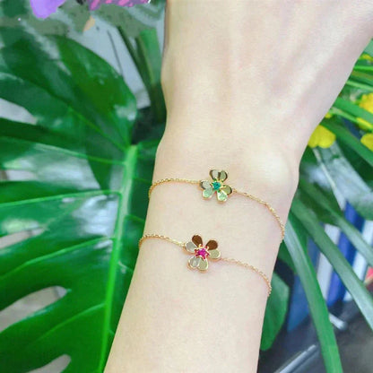 [Camiery]FRIVOLE GOLD FLOWER PINK MALACHITE BRACELET