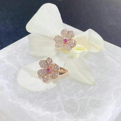 [Camiery]FRIVOLE PINK GOLD FLOWER DIAMOND EARRINGS