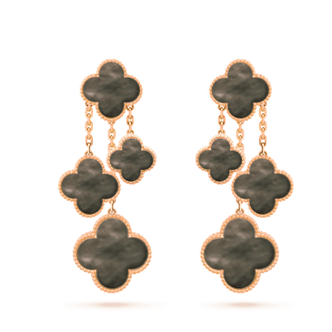 [Camiery]CLOVER EARRINGS DARK MOP 4 MOTIFS ROSE GOLD