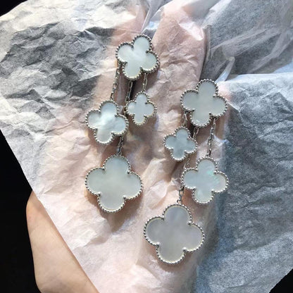 [Camiery]CLOVER EARRINGS WHITE MOP 4 MOTIFS SILVER