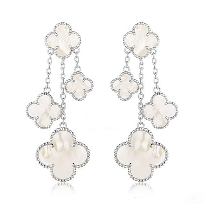 [Camiery]CLOVER EARRINGS WHITE MOP 4 MOTIFS SILVER